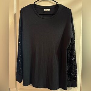Maurices Black Sequin Long Sleeved Top